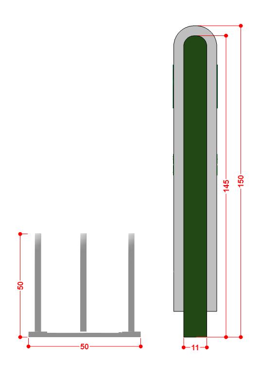adesivo verde Marca Farma SESI em adesivo verde e laranja(40x10cm) 1cm 20cm 22cm 10cm 10cm 55cm estrutura em
