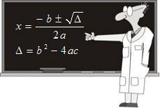 Fonte: http://www.brasilescola.com/matematica/equacao-2-grau.htm A Fórmula de Bháskara pode ser resolvida por partes: Fonte: http://www.brasilescola.com/matematica/equacao-2-grau.htm Nesse momento ressaltar a relação do valor de (delta ou discriminante) com os possíveis resultados da equação do 2º grau.