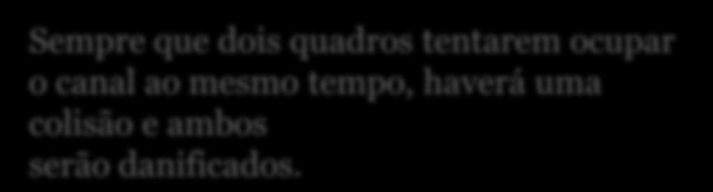 Protocolos de acesso múltiplo ALOHA Sempre que dois quadros tentarem ocupar o canal