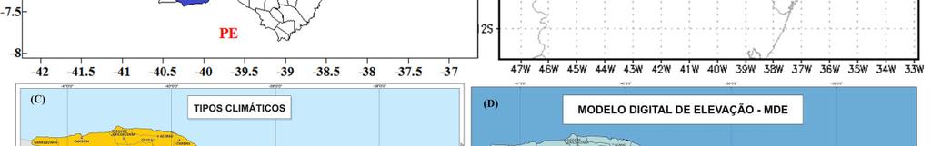 (A) Mapa do estado do Ceará com a localização das estações em estudo,