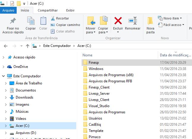 1.) Preparando a execução do sistema após a instalação: Localize a pasta Finesp na