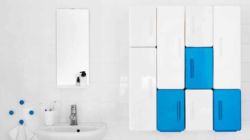 2014 / 30 PH121473 Os armários de parede LEJEN podem ser empilhados e pendurados na horizontal ou na vertical, para aproveitar ao máximo o espaço da sua casa de banho.
