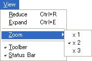 k Menu View Menu Submenu Reduce Expand Zoom 1 2 3 Toolbar Status Bar Botão da Barra de Ferramentas Descrição Reduz o tamanho do conteúdo da janela ativa de dados capturados.