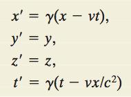 A transformação de Lorentz Consideremos dois referenciais S e S : S (x, y, z, t ) se move com velocidade v em relação a S(x, y, z, t) O eixo x coincide com o eixo x Queremos determinar a relação