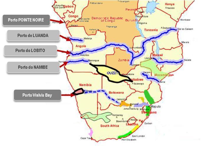 Posicionamento Estratégico Vocação Específica e Análise Concorrencial Angola 42 Principais Concorrentes Walvis Bay é o principal concorrente aos portos Angolanos: No abastecimento do mercado interno