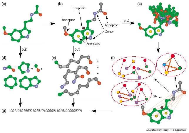 Fingerprint molecular (a) Gerar estruturas 2D e 3D das moléculas (b) Identificar as sub-unidades farmacofóricas das moléculas (c)