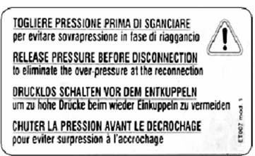 Instruções desegurança Procedimento para fechar e desligar o engate rápido HYDRO-FIX. Ordem nº.: 3430500 devido a elevadas pressões.