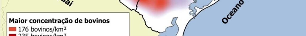 Figura 6 Densidade de bovinos e de propriedades com bovinos no RS. 13.