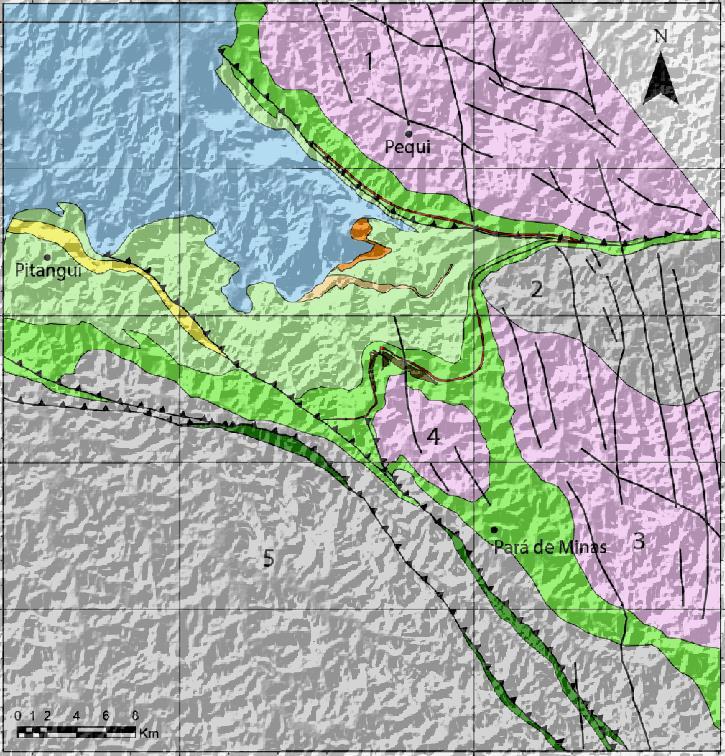 Figura 5 - Esboço geológico do Greenstone Belt Pitangui e área circundante,