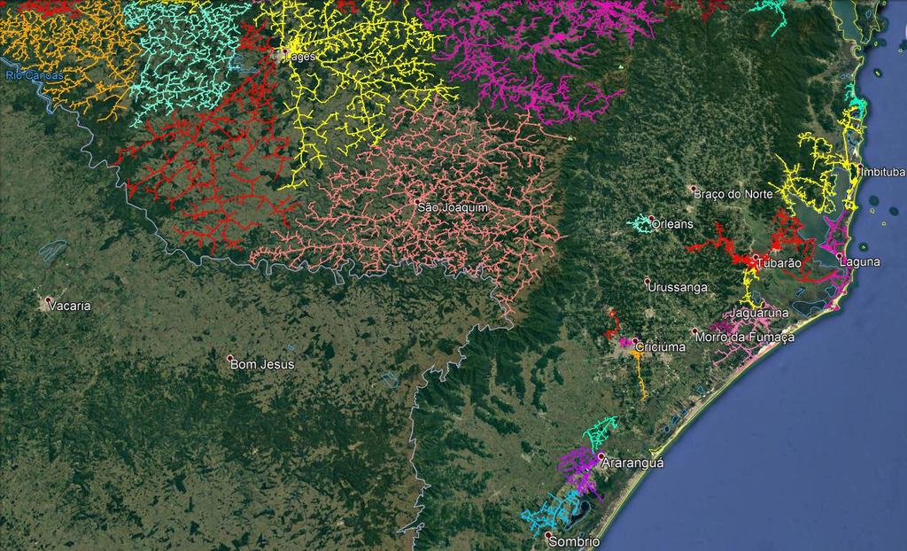 A figura acima mostra, de maneira detalhada, os alimentadores afetados pelo evento nas regiões leste e sul do estado