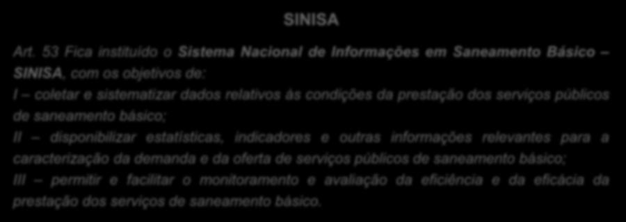 Sistemas de Indicadores Sistemas no Brasil SINISA Art.