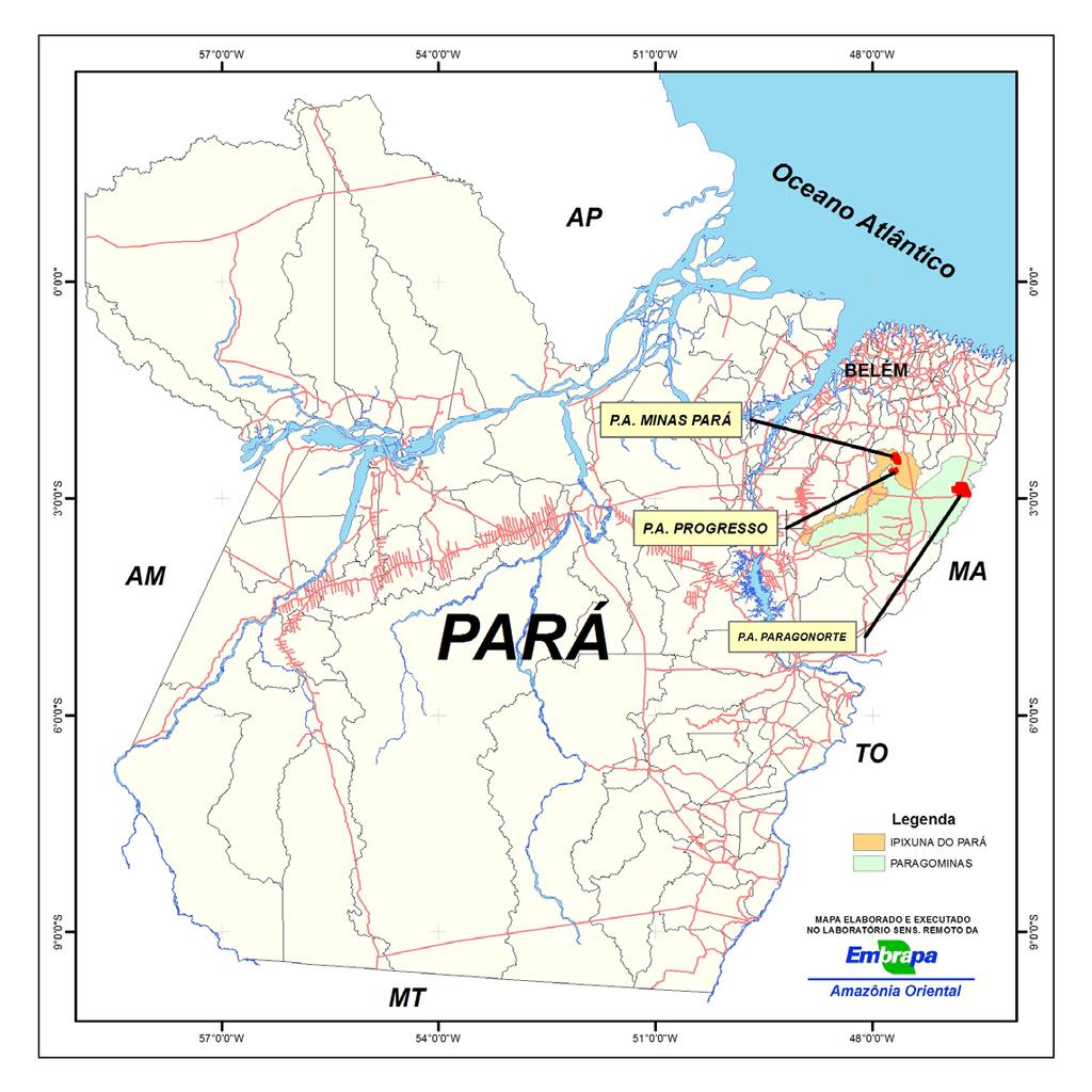 ISSN 1808-981X 15 Figura 1. Localização dos assentamentos PA Minas e PA Progresso, no município de Ipixuna do Pará. Fonte: Laboratório de Sensoriamento Remoto da Embrapa Amazônia Oriental, 2011.