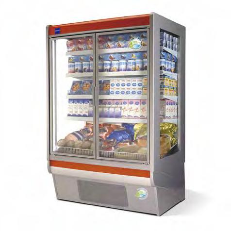 Mural refrigerado com portas MURAL REFRIGERADO COM PORTAS SHAPPHIRE R290 Mural vertical de ligação à corrente com temperatura positiva para exposição e venda de lacticínios, enchidos, carne, fruta e