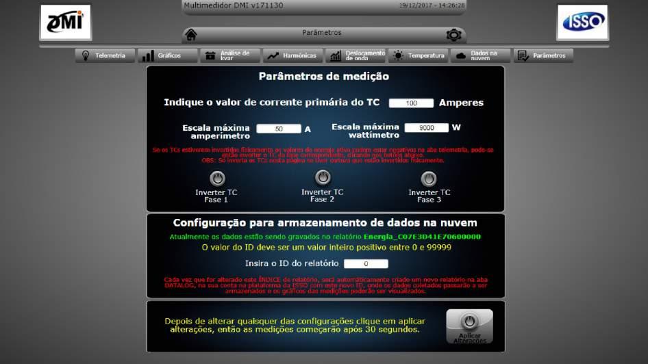 Acessando as páginas do DMI e conhecendo suas funções Parametrização do DMI O primeiro passo para que o DMI execute suas funções de medição das grandezas elétricas corretamente é a parametrização