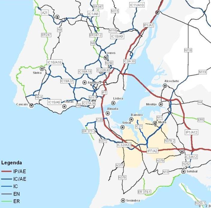 Melhorias das acessibilidades rodoviárias externas Nas duas últimas décadas ocorreram melhorias significativas nas acessibilidades externas do concelho do Barreiro (IP1 Ponte Vasco da Gama e A12 e