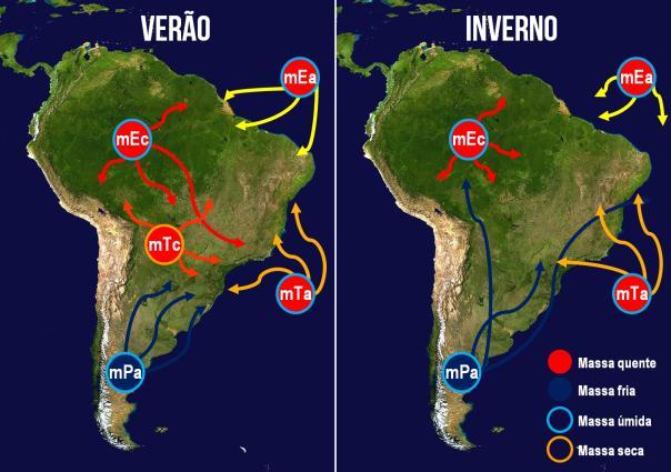 11. (UERN) Sobre as massas de ar, assinale a alternativa correta. A) mtc: forma-se na região do Pantanal mato-grossense; é uma massa quente e seca.