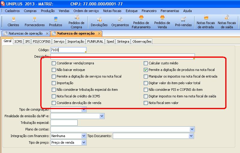 Pág 16 de 107 5102A e 5102B A Tabela de CFOP atualizada e no formato PDF, encontra-se no site wwwsistemaunicocombr > Link Informativo Técnico Considerar venda/compra Não baixar estoque Permite a