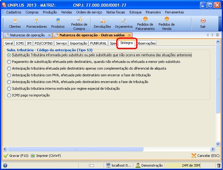 Pág 23 de 107 b) Receita sem contribuição: para notas que caracterizem receita, mas não gerem PIS/COFINS na saída Esta tabela deve ser preenchida conforme a necessidade da empresa Caso a saída não