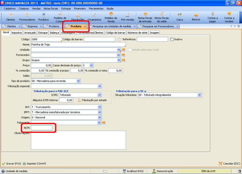 Pág 54 de 107 Como destacado na imagem acima observe em destaque o campo NCM