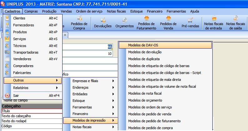 Pág 73 de 107 Resolvendo Modelo de Impressão - Configurando A configuração dos modelos de impressão é muito importante, porque é como os dados serão impressos O procedimento é bastante simples pelo