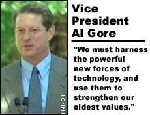 Al Gore Al Gore foi um dos primeiros defensores da existência de uma infra-estrutura de comunicação de dados de alta velocidade, e que entendeu bem cedo
