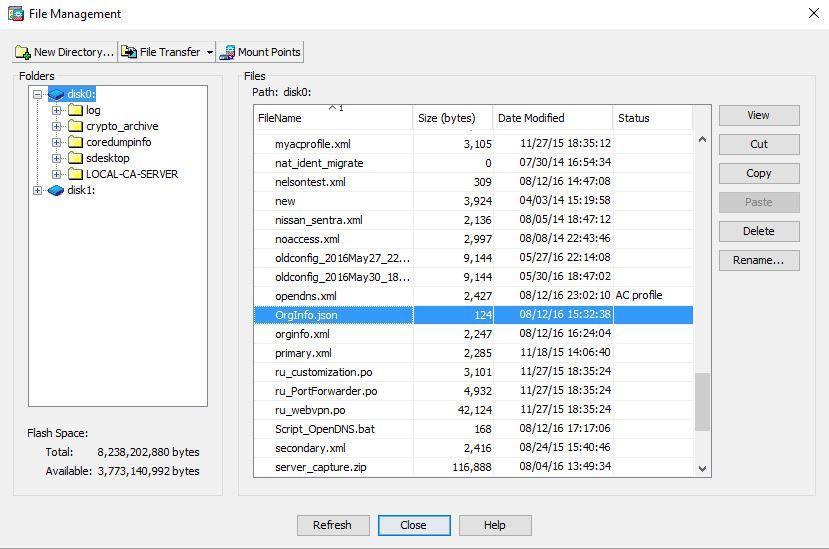 2. Configurar o ASA para empurrar o arquivo OrgInfo.json 