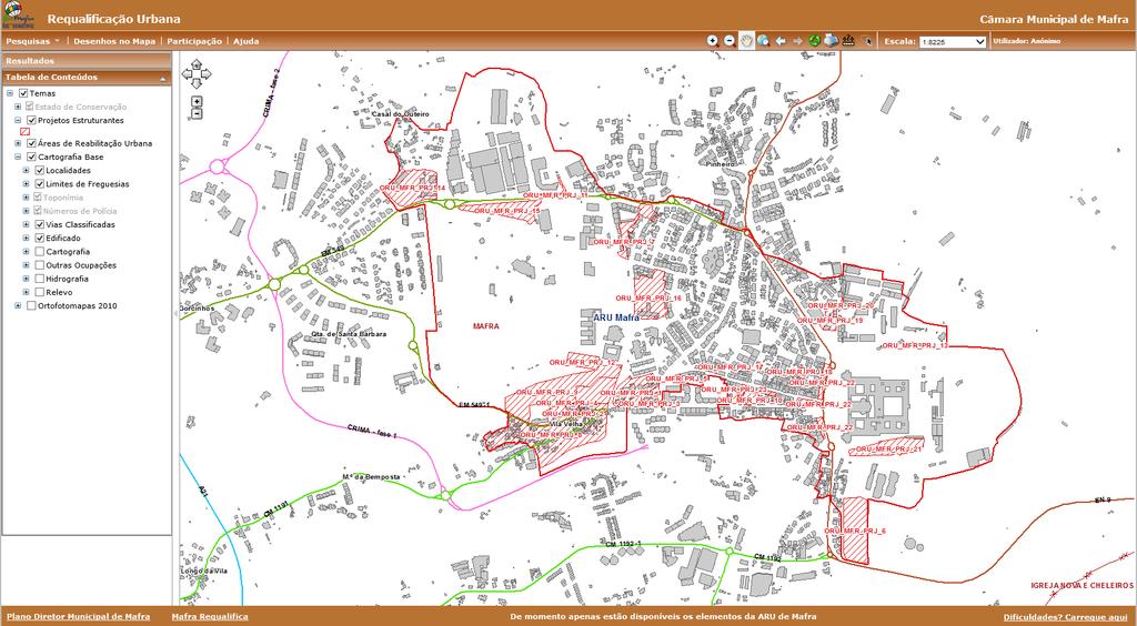 Figura 8 Portal geográfico da Câmara Municipal de Mafra, Reabilitação