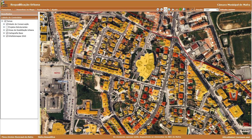 Figura 6 Portal geográfico da Câmara Municipal de Mafra, Reabilitação