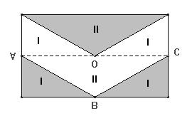 Soluções do Nível (Ensino Médio) a Fase. (alternativa C) Como A, B e C são pontos médios, os quatro triângulos rotulados com I na figura ao lado são congruentes, bem como os dois indicados por II.