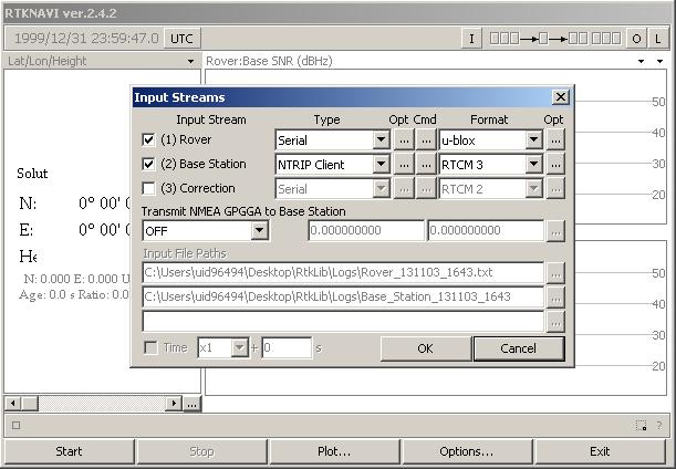 53 A versão mais recente do software (2.4.2), a qual foi utilizada na pesquisa, suporta alguns receptores GNSS capazes de enviar informações de dados brutos.