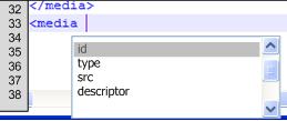Aplicação da Proposta a um Reprojeto do Composer 156 (1) Usuário digita: <media + espaço. (2) Uma caixa de seleção irá se abrir. (3) O usuário escolhe a opção id.
