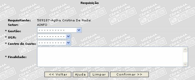 9. Em caso de dúvidas, clicar no botão Ajuda. Cadastro 1. Entrar no menu Requisição Requisição; 2. Realizar a pesquisa; 3.