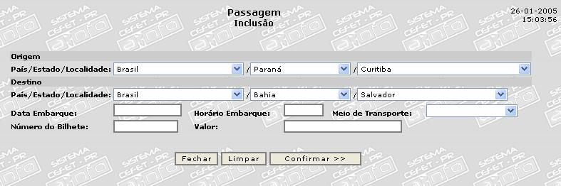 13. Clicando no link de diária é possível alterar os dados da diária selecionada. 14. Para incluir passagens para um determinado proposto, clicar no link Incluir Passagem: a.