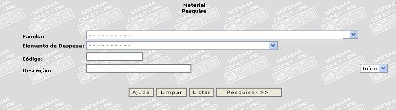 Material Objetivo: Consulta os materiais cadastrados no sistema.