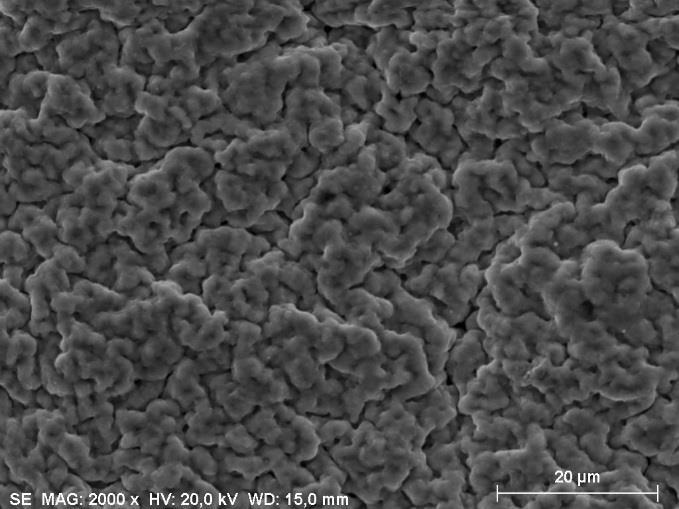 Figura 7 - Micrografia Eletrônica de Varredura da liga Ti-18Si-6B após a implantação iônica por imersão em plasma.