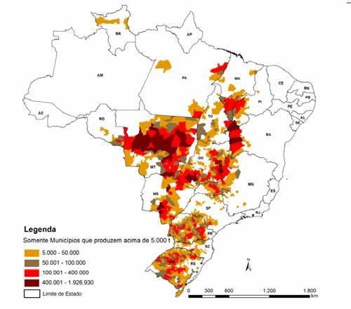 Figura 40 Mapa da produção agrícola Soja Fonte: Conab/IBGE.