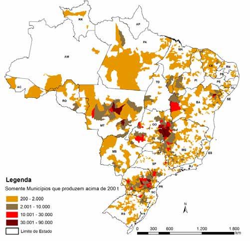 Figura 29 Mapa da produção agrícola Feijão total (primeira, segunda e terceira safras) Fonte: