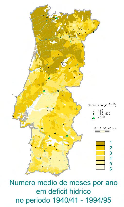 Em suma, no território continental o número de albufeiras criadas com alguma capacidade de regularização para enfrentar sucessões de anos secos está, no caso hidroagrícola, instalado a montante dos