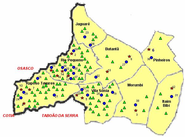 92 Anexos Anexo D - Mapa da cidade de São Paulo com sua distribuição de acordo com os núcleos de ação
