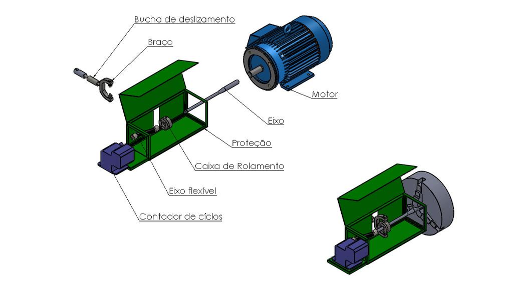 41 Alojamento do rolamento fixa no braço de aplicação de carga e possui liberdade de rotação de acordo com a inclinação do eixo.