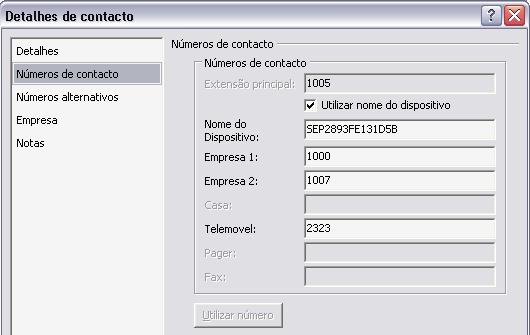 Propriedades do contacto Capítulo 3 Utilizar a Cisco Unified Attendant Console Utilizar número No separador Números de contacto da janela Detalhes de contacto, pode seleccionar um número de telefone