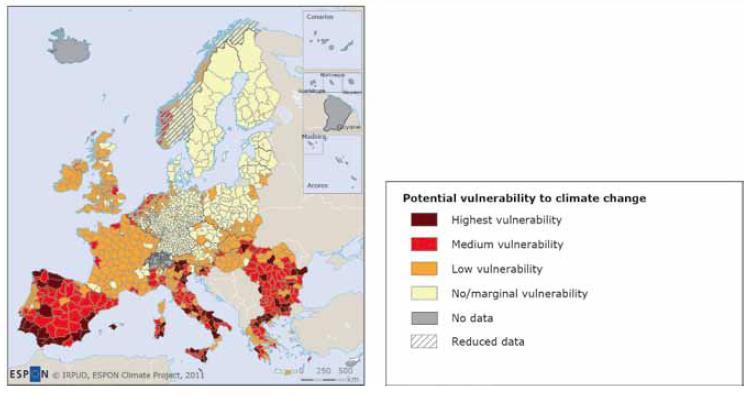 Vulnerabilidades (=Impacto Agregado Capacidade Adaptativa) Vulnerabilidade Potencial às Alterações Climáticas