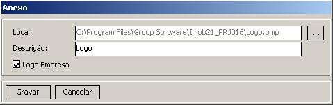 5- Na tela aberta, preencha o campo Local com a localização do arquivo no seu computador e preencha também o campo Descrição. 6- Marque a opção Logo Empresa.