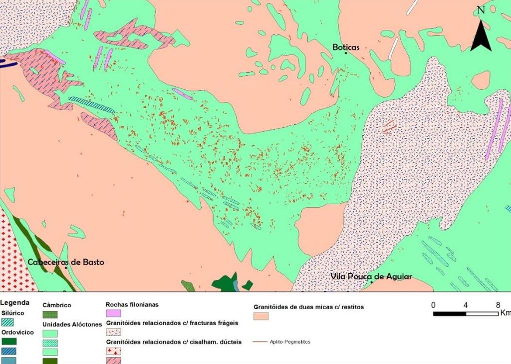 68 FCUP Abordagem multidisciplinar às mineralizações de Lítio no Campo Aplito-Pegmatítico do Barroso-Alvão, Norte de Portugal programa que permite o calculo da orientação) e Calculate Geometry