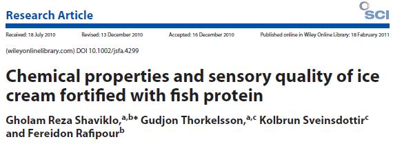 INOVAÇÕES19 Sorvetes com 30 e 50 g/kg da proteína de peixe em pó apresentaram teores de proteínas e SNGL significativamente maiores do que os produtos com 0% da proteína Sensorial: os produtos