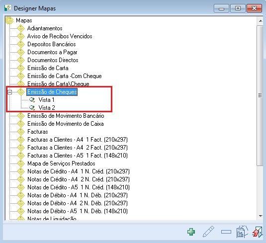Foi contemplada nesta versão a possibilidade de criar novas vistas para a Emissão de Cheques.