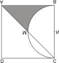 04) Verdadeiro. 05) Falso. 04. Na figura, ABCD é um quadrado de centro M e lado igual a 1cm. Determine a área da região hachurada definida pelo semicírculo e a diagonal AC.