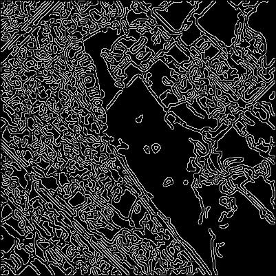 3. Métodos de Estimação de Posição em VANTs via Casamento de Imagens 41 Imagem satélite em tons de cinza (esquerda), detecção de bordas (direita) Imagem capturada pelo VANT em tons
