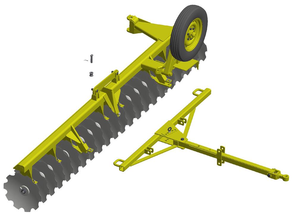 Montagem Montagem do conjunto de tração Acople a barra de engate (A) no chassi dianteiro, usando os carretéis