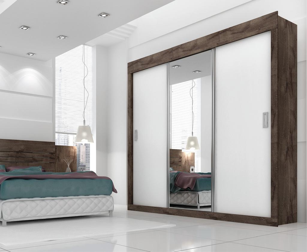 Dune Premium glass Roupeiro 3 portas PORTAS BICOLORES Doors with Two Color Options Puertas Bicolores PRODUTO EM MDP Made With MDP Hecho con MDP KIT PÉS OPCIONAL (VENDIDO